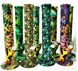 14" SILICONE STRAIGHT TUBE BONGS muticolour
